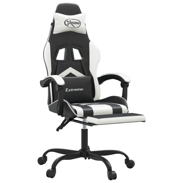Scaun gaming pivotant/suport picioare negru/alb piele eco - WALTI WALTI