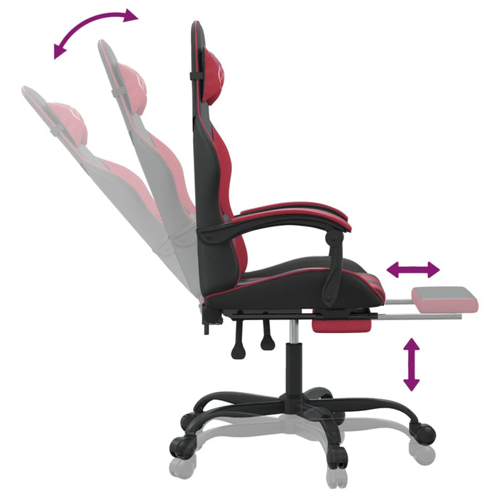 Scaun gaming pivotant/suport picioare negru/roșu vin piele eco - WALTI WALTI