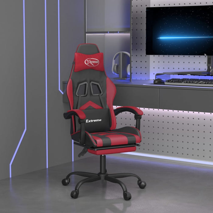 Scaun gaming pivotant/suport picioare negru/roșu vin piele eco - WALTI WALTI