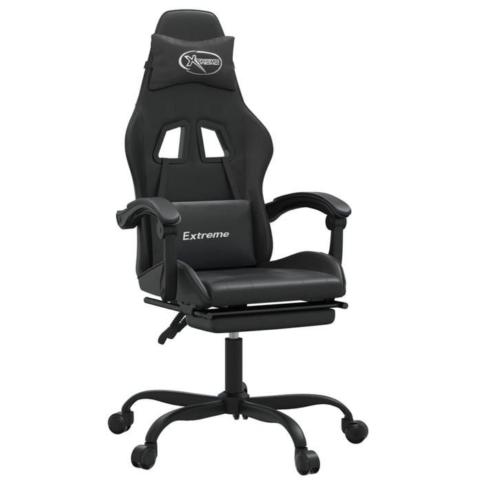 Scaun de gaming pivotant/suport picioare negru piele ecologică - WALTI WALTI