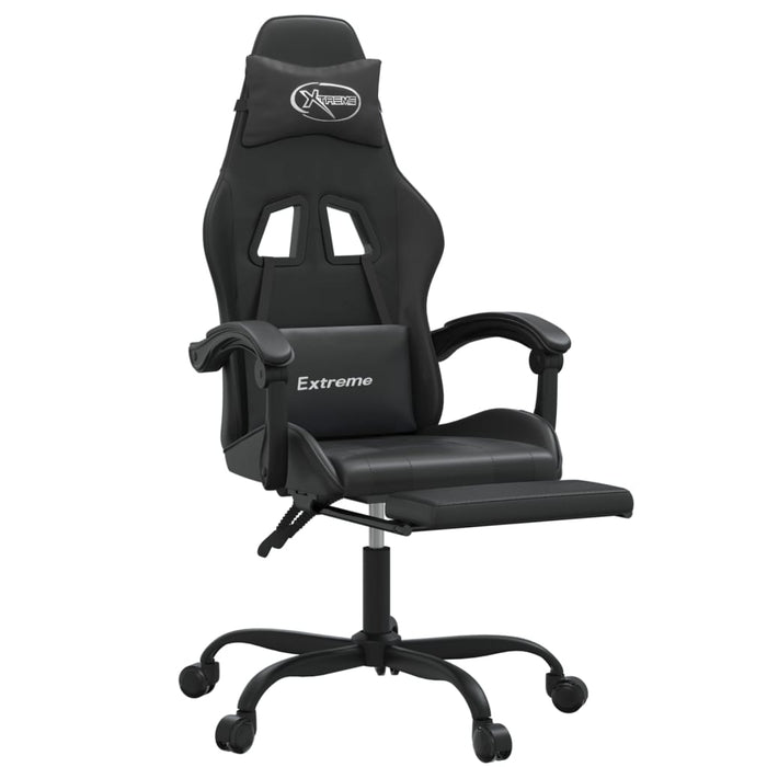 Scaun de gaming pivotant/suport picioare negru piele ecologică - WALTI WALTI
