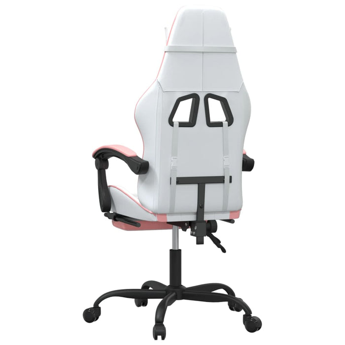 Scaun de gaming pivotant cu suport picioare, alb&roz, piele eco - WALTI WALTI