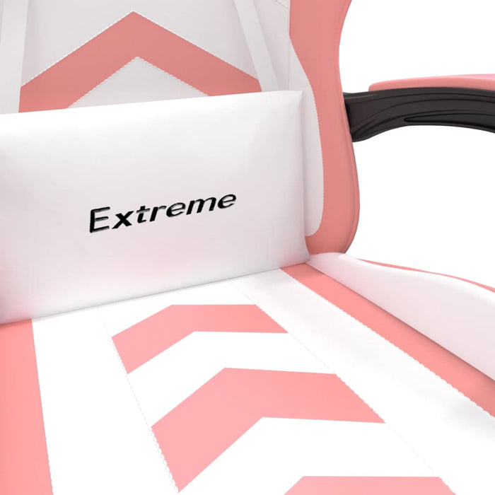 Scaun de gaming pivotant cu suport picioare, alb&roz, piele eco - WALTI WALTI