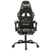 Scaun de gaming cu suport picioare negru/camuflaj piele eco - WALTI WALTI