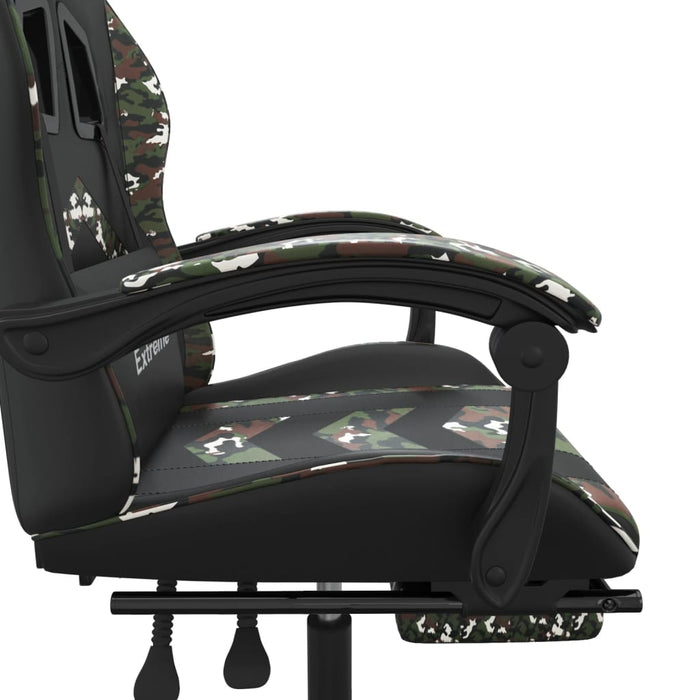 Scaun de gaming cu suport picioare negru/camuflaj piele eco - WALTI WALTI