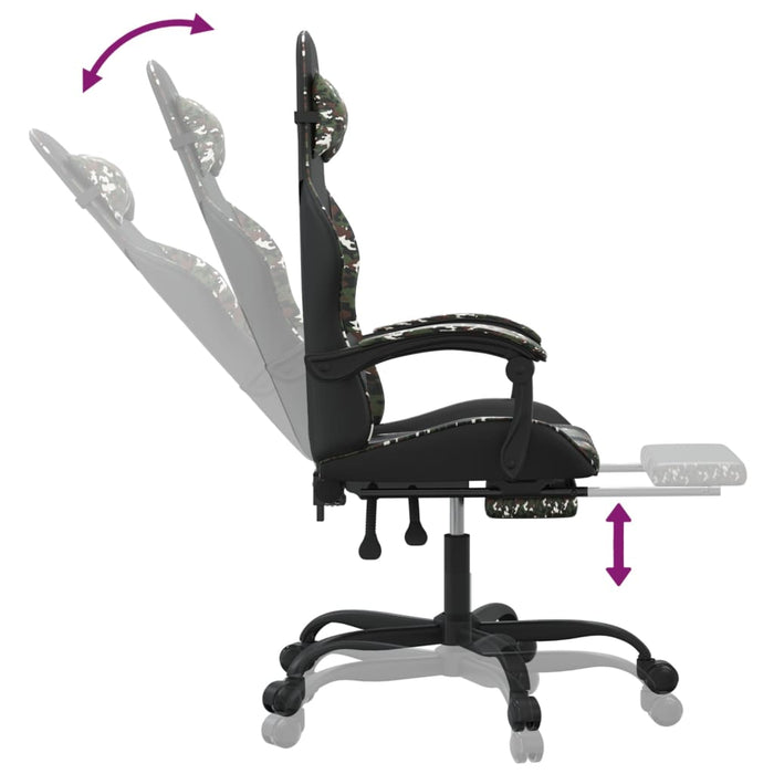 Scaun de gaming cu suport picioare negru/camuflaj piele eco - WALTI WALTI
