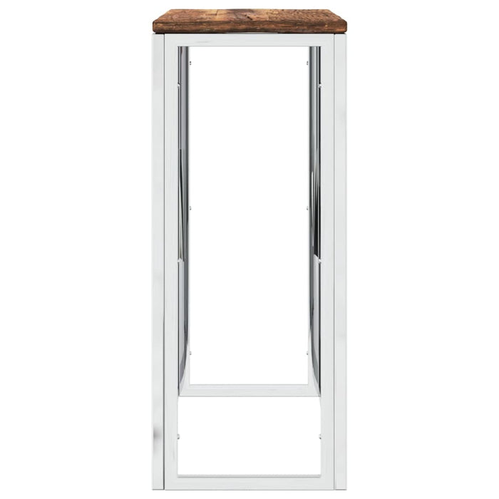 Măsuță consolă, argintiu, oțel inoxidabil/lemn masiv reciclat WALTI