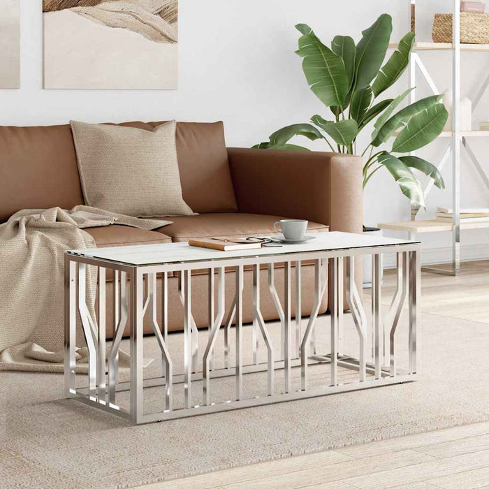 Masă de cafea, argintiu, 110x45x45 cm, oțel inoxidabil/sticlă WALTI