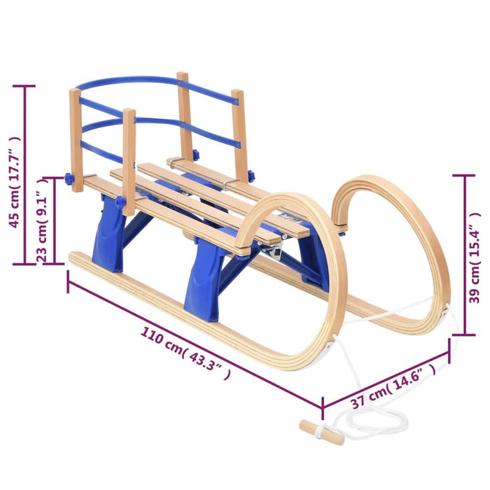 Sanie pliabilă cu spătar, 110 cm, placaj - WALTI WALTI