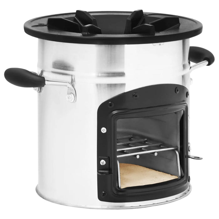 Aragaz cu lemne pentru camping, argintiu, 45,5x33x25,5 cm, oțel - WALTI WALTI