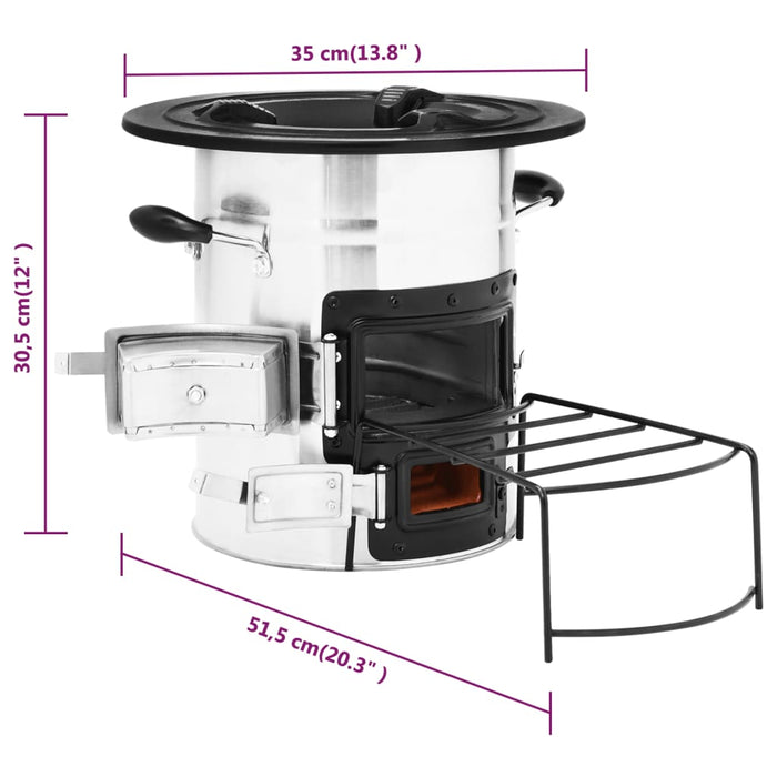 Aragaz cu lemne pentru camping, argintiu, 51,5x35x30,5 cm, oțel - WALTI WALTI