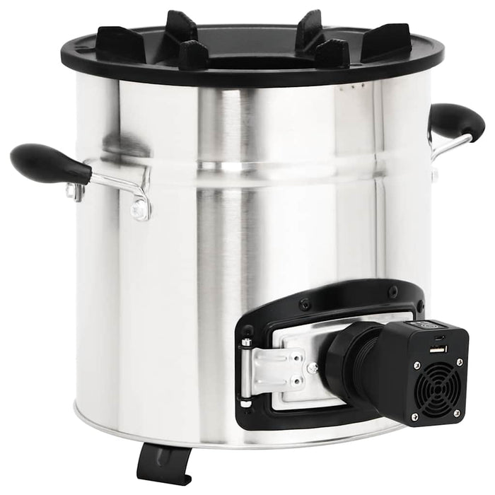 Aragaz cu lemne, cu ventilator USB argintiu, 35,5x26x28 cm oțel - WALTI WALTI