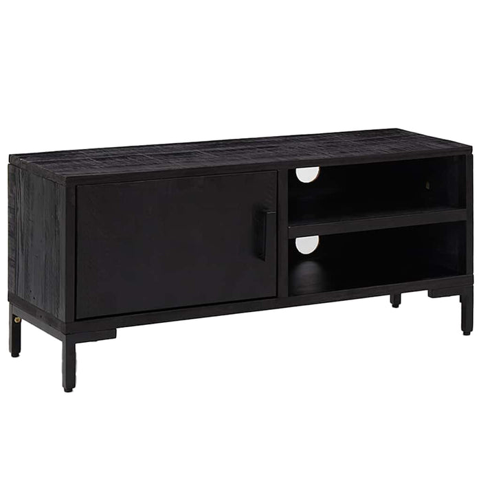 Comodă TV, negru, 90x30x40 cm, lemn de pin masiv WALTI