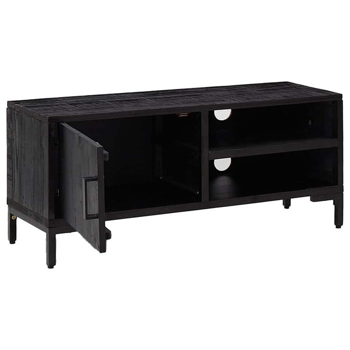 Comodă TV, negru, 90x30x40 cm, lemn de pin masiv WALTI