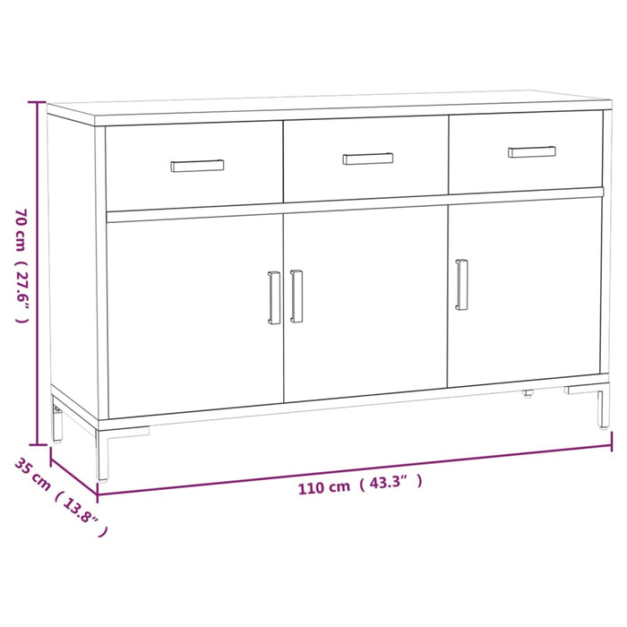 Servantă, maro, 110x35x70 cm, lemn masiv de pin reciclat - WALTI WALTI