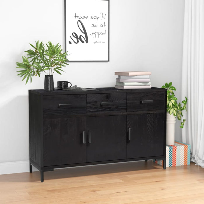 Servantă, negru, 110x35x70 cm, lemn masiv de pin reciclat - WALTI WALTI