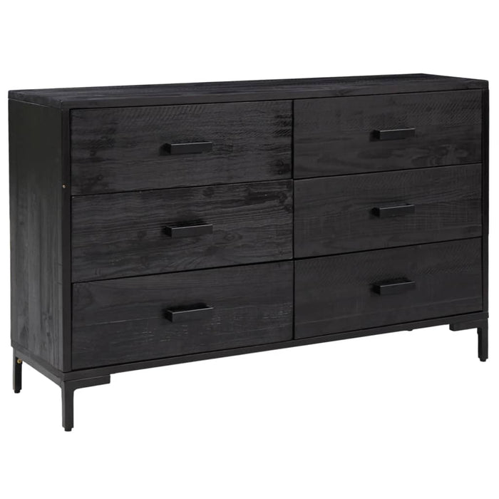 Servantă, negru, 110x35x70 cm, lemn masiv de pin reciclat - WALTI WALTI