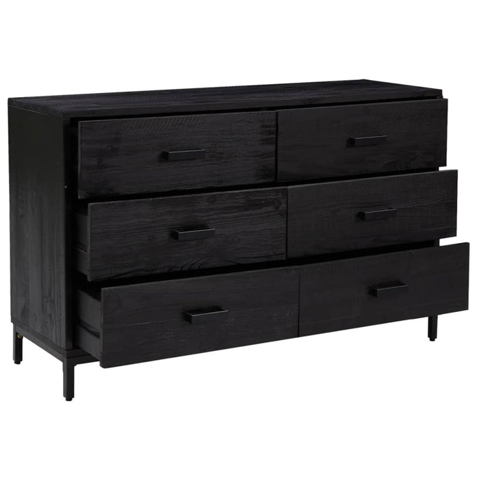 Servantă, negru, 110x35x70 cm, lemn masiv de pin reciclat - WALTI WALTI