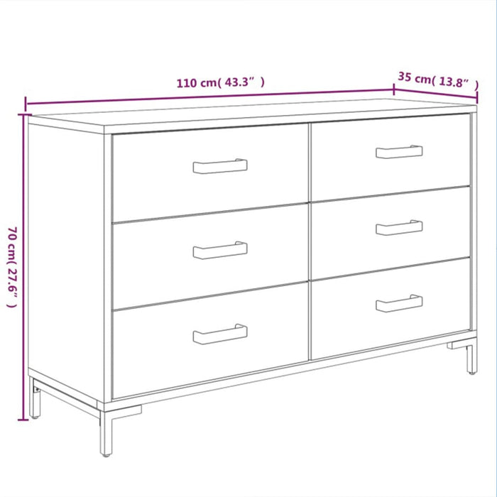 Servantă, negru, 110x35x70 cm, lemn masiv de pin reciclat - WALTI WALTI