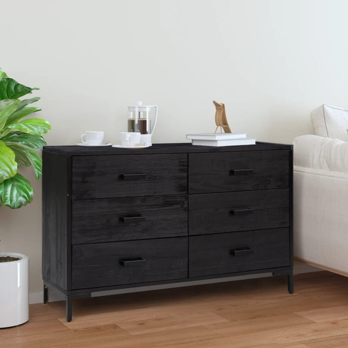 Servantă, negru, 110x35x70 cm, lemn masiv de pin reciclat - WALTI WALTI