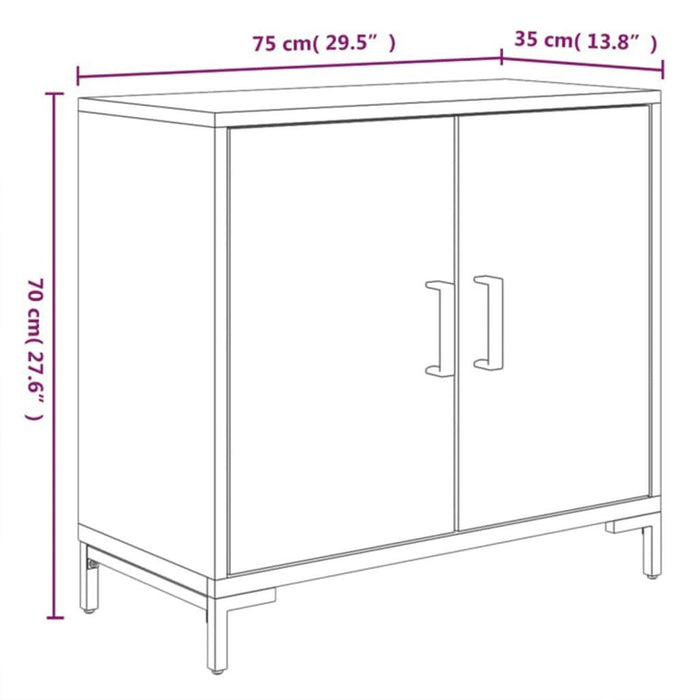 Servantă, negru, 75x35x70 cm, lemn masiv de pin reciclat - WALTI WALTI