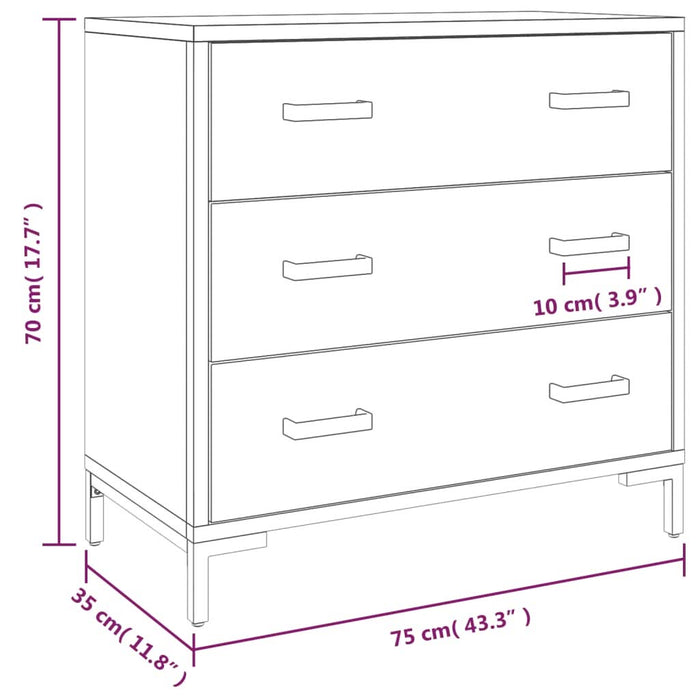Dulap cu sertare, negru, 75x35x70 cm, lemn masiv pin - WALTI WALTI
