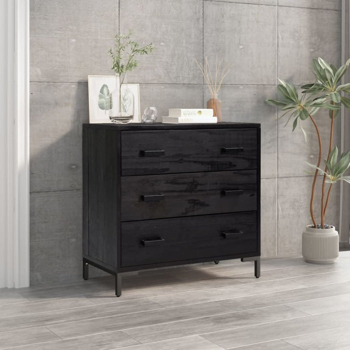 Dulap cu sertare, negru, 75x35x70 cm, lemn masiv pin - WALTI WALTI