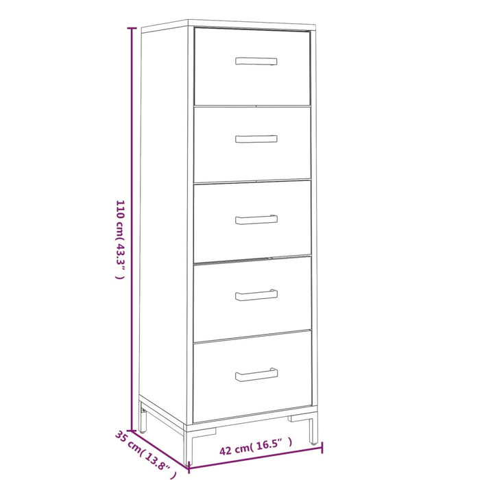 Dulap cu sertare, 42x35x110 cm, lemn masiv de pin reciclat WALTI