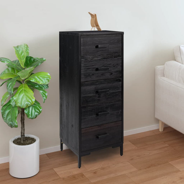 Comodă cu sertare, negru, 42x35x110 cm, lemn masiv pin - WALTI WALTI