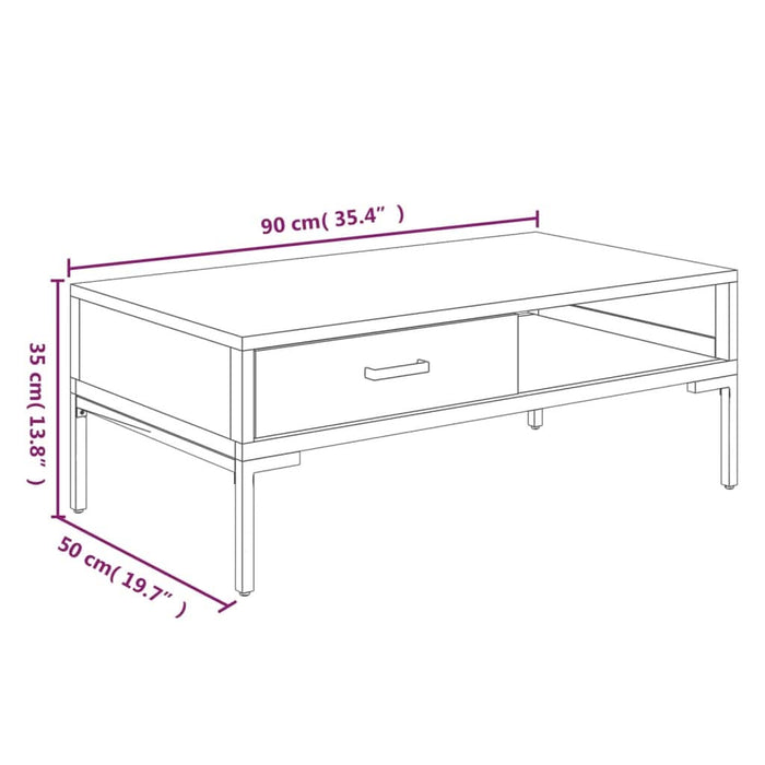 Măsuță de cafea, 90x50x35 cm, lemn masiv de pin reciclat - WALTI WALTI