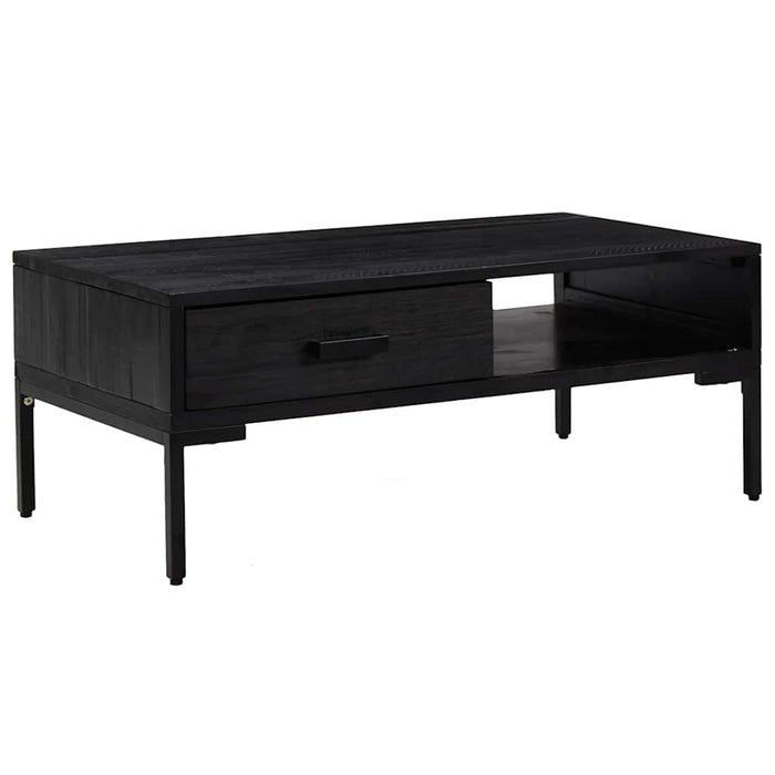 Măsuță de cafea, negru, 90x50x35 cm, lemn masiv de pin reciclat - WALTI WALTI