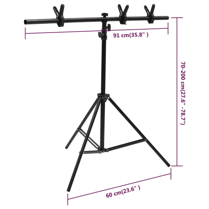 Suport de fundal în formă de T, negru, 91x60x(70-200) cm - WALTI WALTI