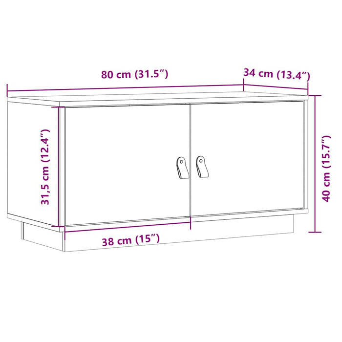 Comodă TV, alb, 80x34x40 cm, lemn masiv de pin WALTI