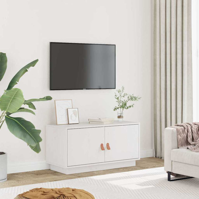 Comodă TV, alb, 80x34x40 cm, lemn masiv de pin WALTI