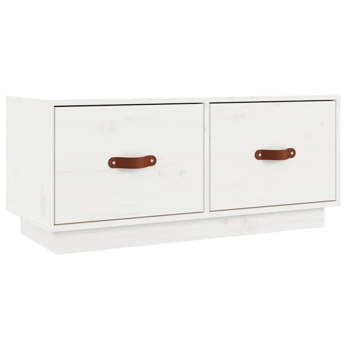 Comodă TV, alb, 80x34x35 cm, lemn masiv de pin WALTI