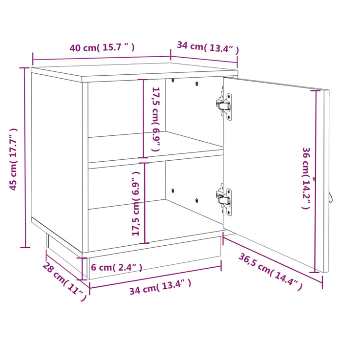 Noptiere, 2 buc., alb, 40x34x45 cm, lemn masiv de pin - WALTI WALTI