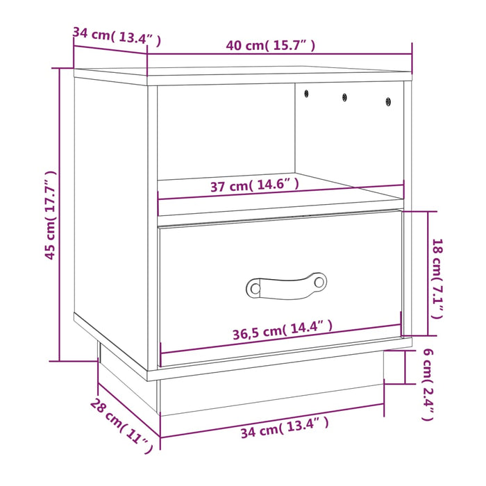 Noptiere, 2 buc., alb, 40x34x45 cm, lemn masiv de pin - WALTI WALTI