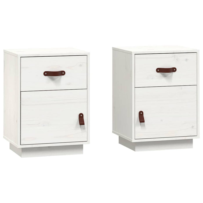 Noptiere, 2 buc., alb, 40x34x55 cm, lemn masiv de pin - WALTI WALTI