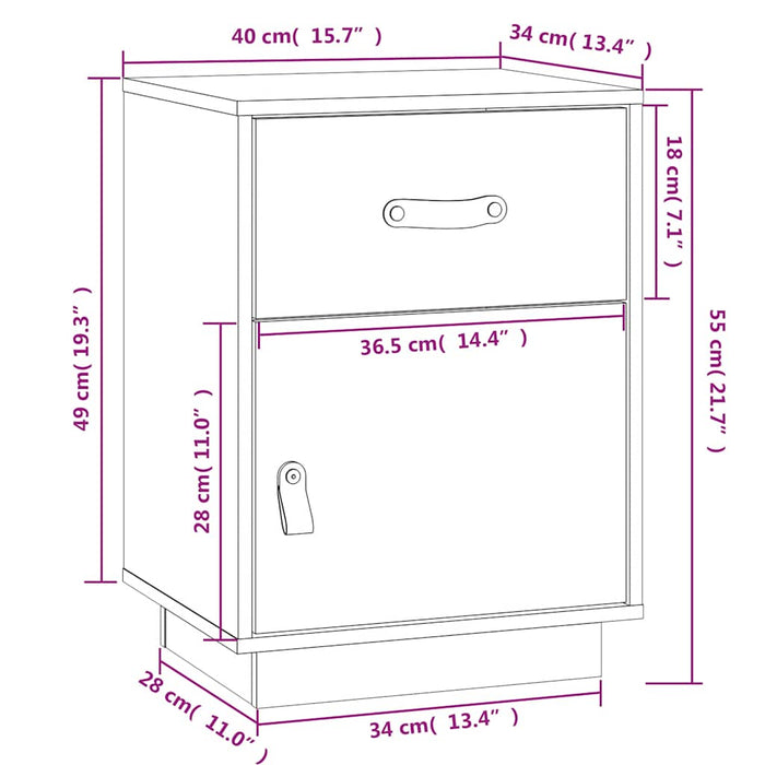 Noptiere, 2 buc., alb, 40x34x55 cm, lemn masiv de pin - WALTI WALTI