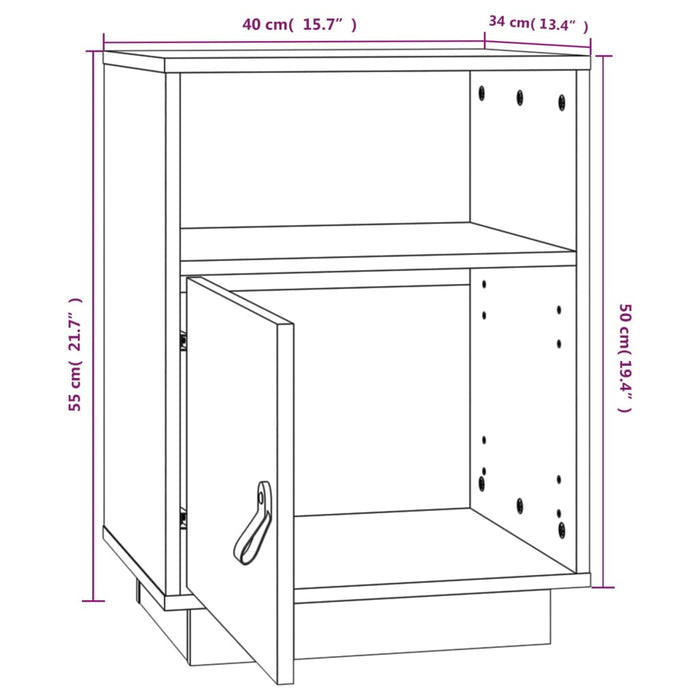 Noptiere, 2 buc., alb, 40x34x55 cm, lemn masiv de pin - WALTI WALTI