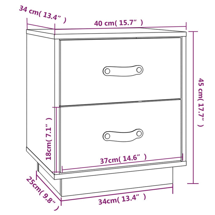 Noptiere, 2 buc., alb, 40x34x45 cm, lemn masiv de pin - WALTI WALTI