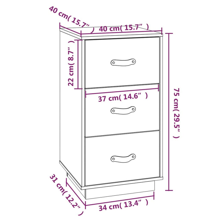 Noptiere, 2 buc., gri, 40x40x75 cm, lemn masiv de pin - WALTI WALTI