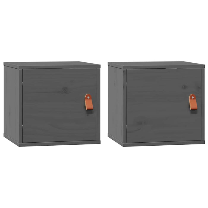Dulapuri de perete, 2 buc., gri, 31,5x30x30 cm, lemn masiv pin WALTI