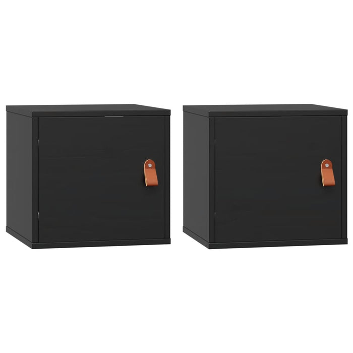 Dulapuri de perete, 2 buc, negru, 31,5x30x30 cm, lemn masiv pin - WALTI WALTI