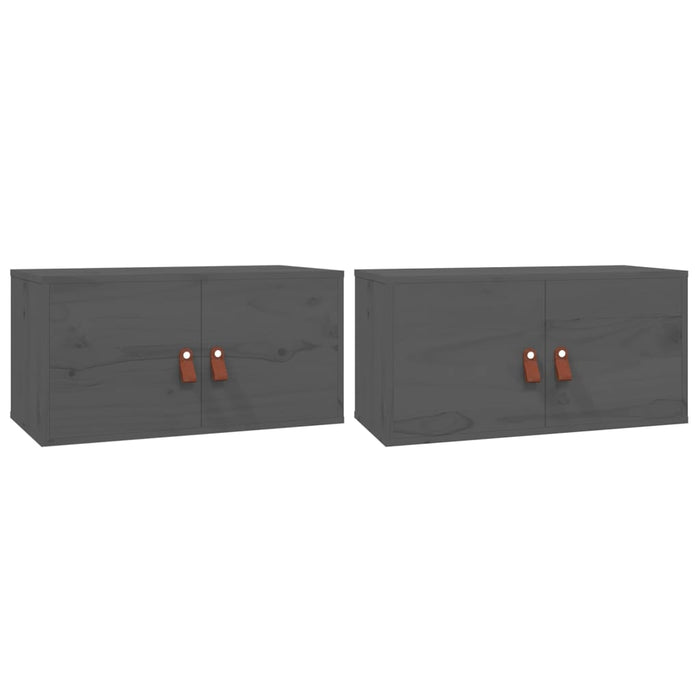 Dulapuri de perete, 2 buc. gri, 60x30x30 cm lemn masiv de pin - WALTI WALTI