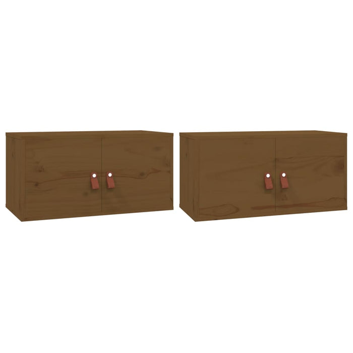 Dulapuri de perete 2 buc. maro miere 60x30x30 cm lemn masiv pin - WALTI WALTI