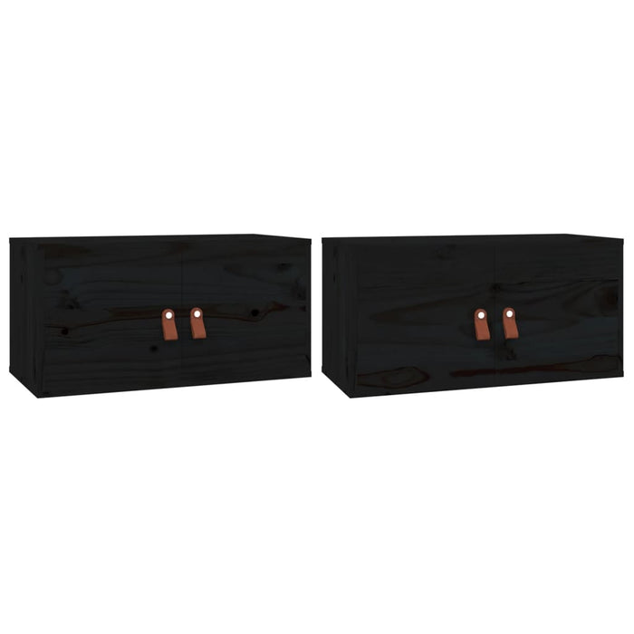 Dulapuri de perete 2 buc. negru 60x30x30 cm lemn masiv de pin - WALTI WALTI