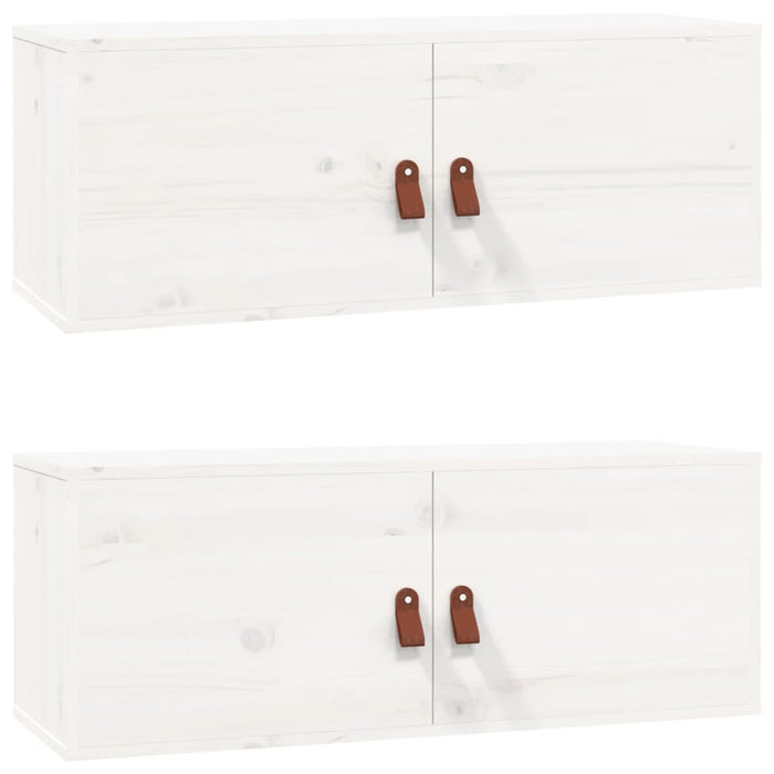 Dulapuri de perete 2 buc., alb, 80x30x30 cm lemn masiv de pin - WALTI WALTI