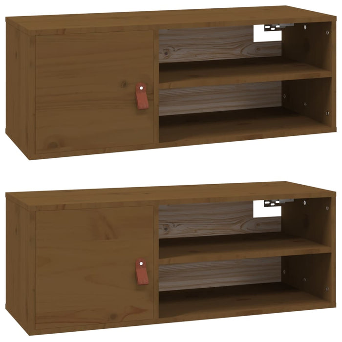 Dulapuri de perete 2 buc. maro miere 80x30x30 cm lemn masiv pin - WALTI WALTI