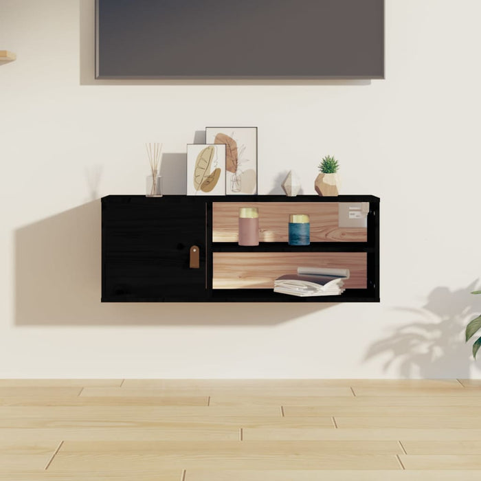 Dulap de perete, negru, 80x30x30 cm, lemn masiv de pin - WALTI WALTI